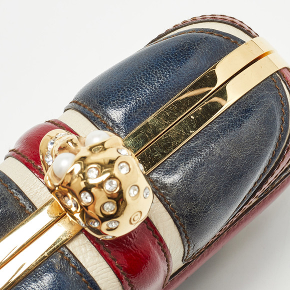ALEXANDER MCQUEEN Multicolor Leather Britannia Skull Box Clutch - Picture 7 of 8